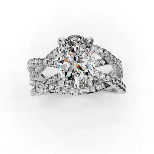 18K White Gold Oval Engagement Ring Setting Image 4 SVS Fine Jewelry Oceanside, NY