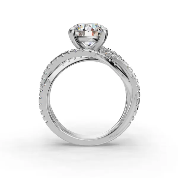 18K White Gold Round Engagement Ring Setting Image 2 SVS Fine Jewelry Oceanside, NY