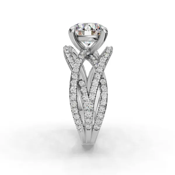 18K White Gold Round Engagement Ring Setting Image 3 SVS Fine Jewelry Oceanside, NY