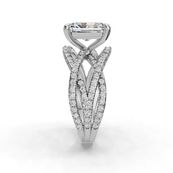 18K White Gold Radiant Engagement Ring Setting Image 3 SVS Fine Jewelry Oceanside, NY