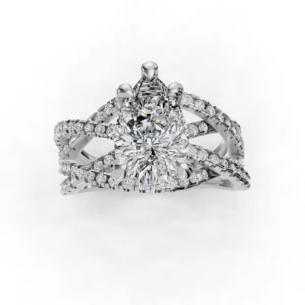 18K White Gold Pear Engagement Ring Setting Image 4 SVS Fine Jewelry Oceanside, NY