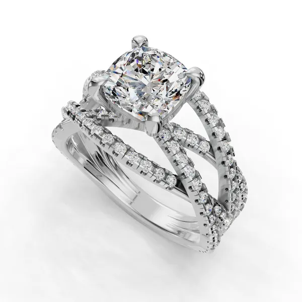 18K White Gold Cushion Engagement Ring Setting SVS Fine Jewelry Oceanside, NY