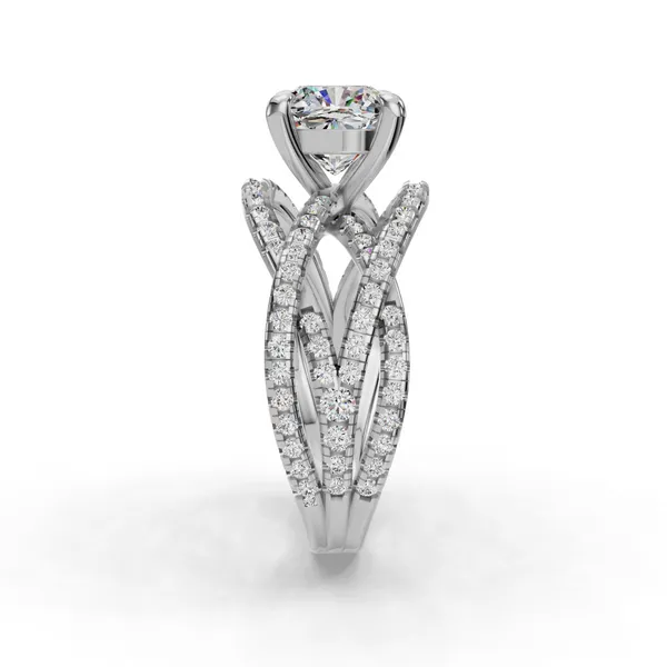 18K White Gold Cushion Engagement Ring Setting Image 3 SVS Fine Jewelry Oceanside, NY