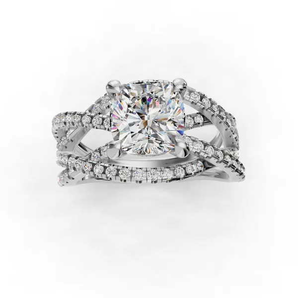 18K White Gold Cushion Engagement Ring Setting Image 4 SVS Fine Jewelry Oceanside, NY