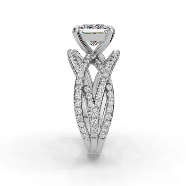 18K White Gold Princess Engagement Ring Setting Image 3 SVS Fine Jewelry Oceanside, NY