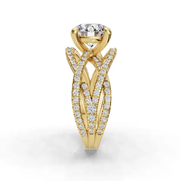 18K Yellow Gold Round Engagement Ring Setting Image 3 SVS Fine Jewelry Oceanside, NY