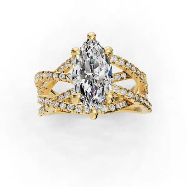 18K Yellow Gold Marquise Engagement Ring Setting Image 4 SVS Fine Jewelry Oceanside, NY