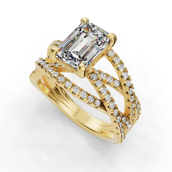 18K Yellow Gold Emerald Engagement Ring Setting SVS Fine Jewelry Oceanside, NY