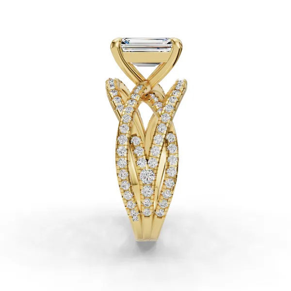 18K Yellow Gold Emerald Engagement Ring Setting Image 3 SVS Fine Jewelry Oceanside, NY