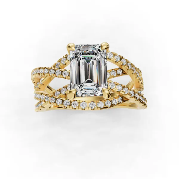 18K Yellow Gold Emerald Engagement Ring Setting Image 4 SVS Fine Jewelry Oceanside, NY