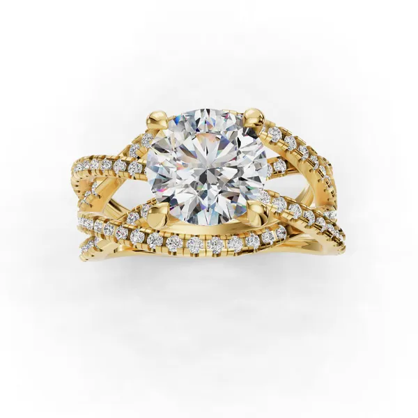 18K Yellow Gold Round Engagement Ring Setting Image 4 SVS Fine Jewelry Oceanside, NY