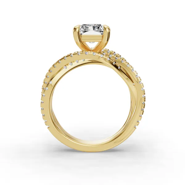 18K Yellow Gold Radiant Engagement Ring Setting Image 2 SVS Fine Jewelry Oceanside, NY