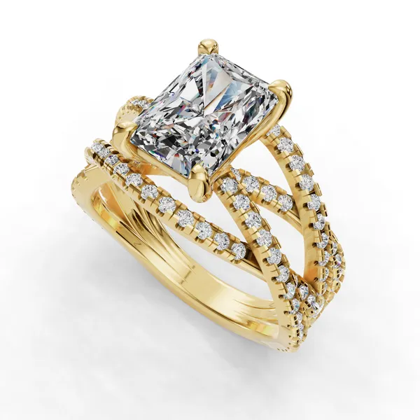 18K Yellow Gold Radiant Engagement Ring Setting SVS Fine Jewelry Oceanside, NY