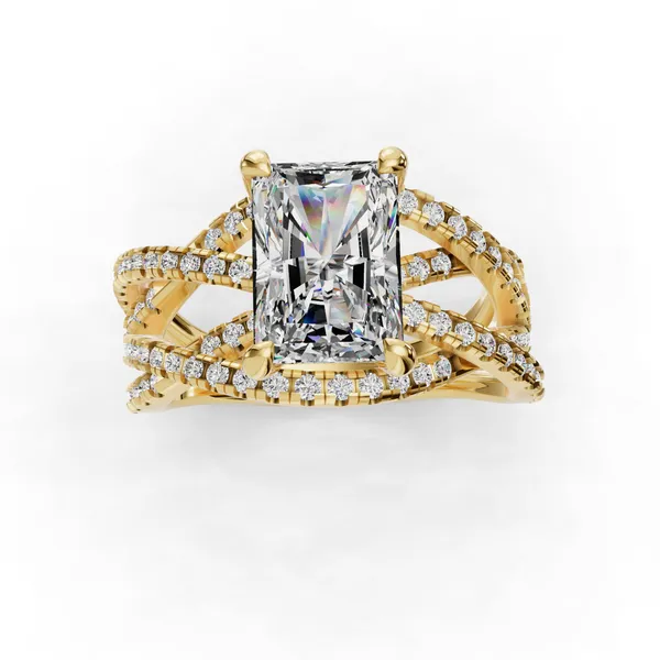 18K Yellow Gold Radiant Engagement Ring Setting Image 4 SVS Fine Jewelry Oceanside, NY