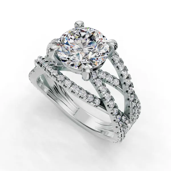 Platinum Round Engagement Ring Setting SVS Fine Jewelry Oceanside, NY