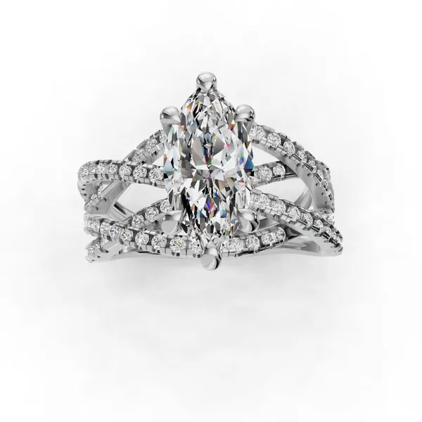 Platinum Marquise Engagement Ring Setting Image 4 SVS Fine Jewelry Oceanside, NY