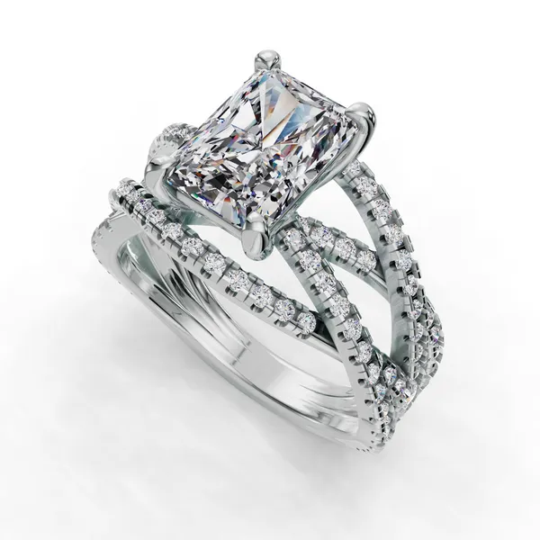 Platinum Radiant Engagement Ring Setting SVS Fine Jewelry Oceanside, NY