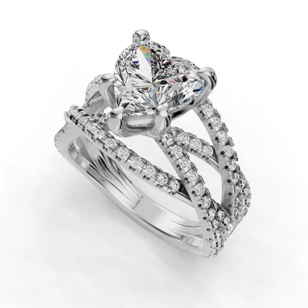 Platinum Heart Engagement Ring Setting SVS Fine Jewelry Oceanside, NY
