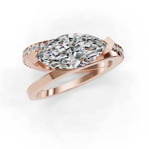 14K Rose Gold Marquise Engagement Ring Setting Image 4 SVS Fine Jewelry Oceanside, NY