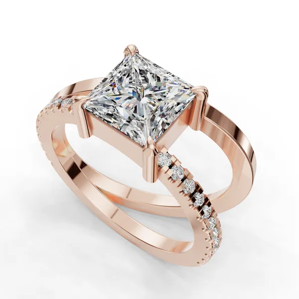 14K Rose Gold Princess Engagement Ring Setting SVS Fine Jewelry Oceanside, NY