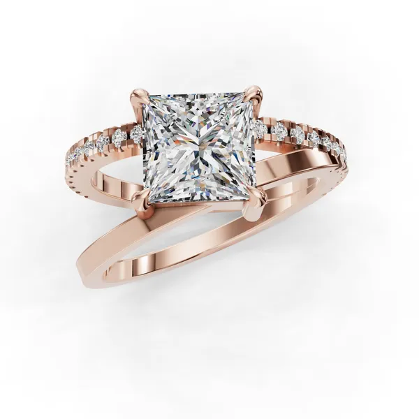 14K Rose Gold Princess Engagement Ring Setting Image 4 SVS Fine Jewelry Oceanside, NY