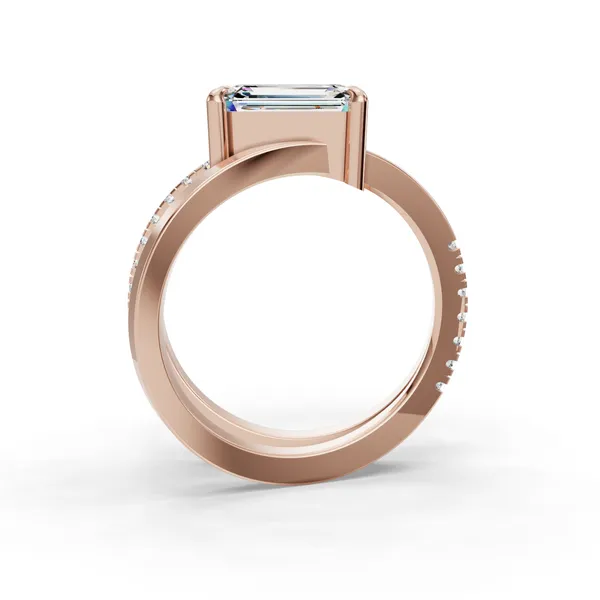 14K Rose Gold Emerald Engagement Ring Setting Image 2 SVS Fine Jewelry Oceanside, NY