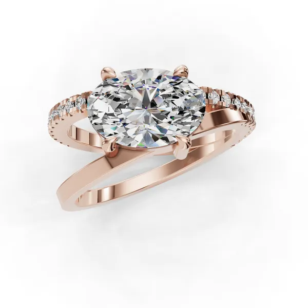 14K Rose Gold Oval Engagement Ring Setting Image 4 SVS Fine Jewelry Oceanside, NY