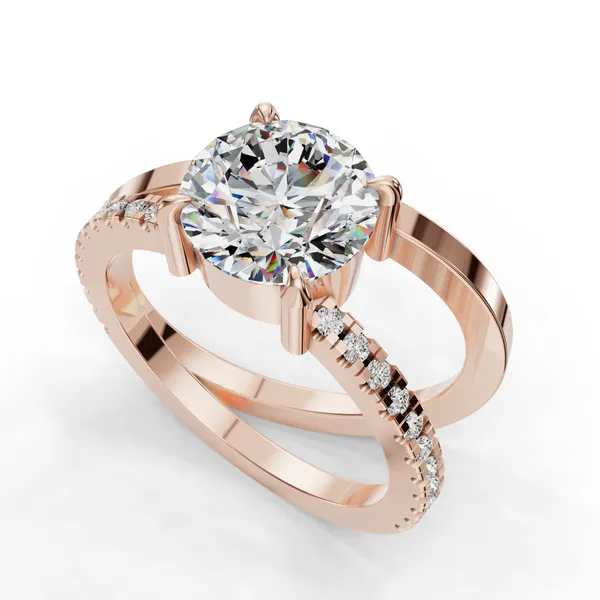 14K Rose Gold Round Engagement Ring Setting SVS Fine Jewelry Oceanside, NY