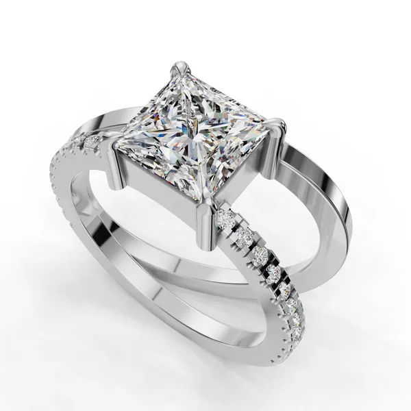 14K White Gold Princess Engagement Ring Setting SVS Fine Jewelry Oceanside, NY