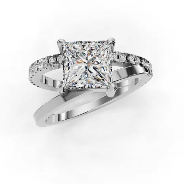 14K White Gold Princess Engagement Ring Setting Image 4 SVS Fine Jewelry Oceanside, NY