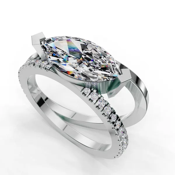 14K White Gold Marquise Engagement Ring Setting SVS Fine Jewelry Oceanside, NY