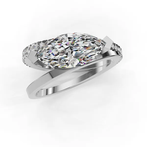 14K White Gold Marquise Engagement Ring Setting Image 4 SVS Fine Jewelry Oceanside, NY