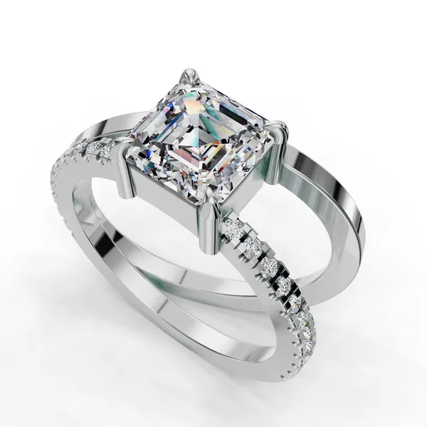 14K White Gold Asscher Engagement Ring Setting SVS Fine Jewelry Oceanside, NY