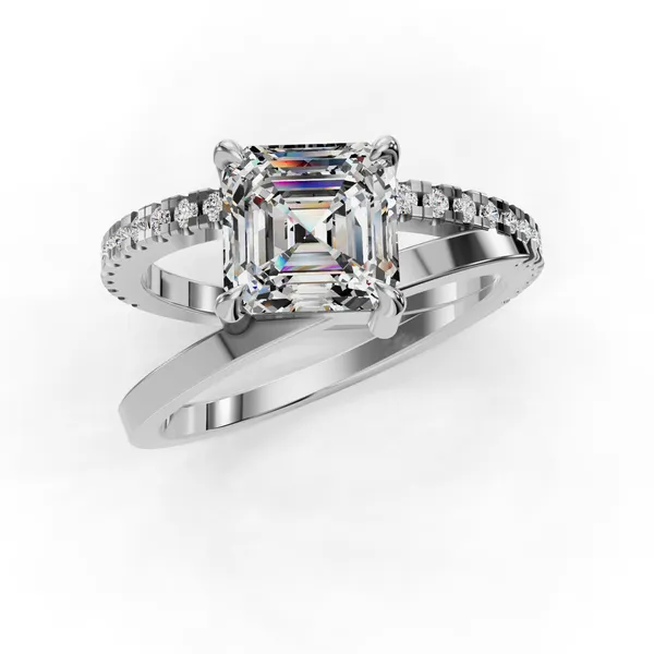 14K White Gold Asscher Engagement Ring Setting Image 4 SVS Fine Jewelry Oceanside, NY