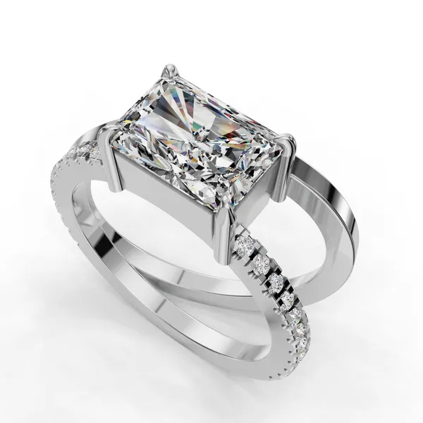 14K White Gold Radiant Engagement Ring Setting SVS Fine Jewelry Oceanside, NY