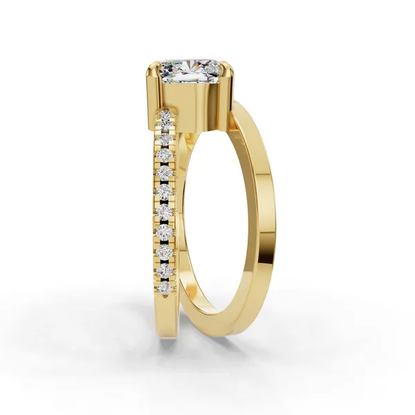 14K Yellow Gold Cushion Engagement Ring Setting Image 3 SVS Fine Jewelry Oceanside, NY