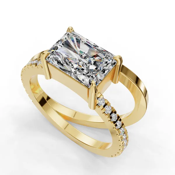 14K Yellow Gold Radiant Engagement Ring Setting SVS Fine Jewelry Oceanside, NY