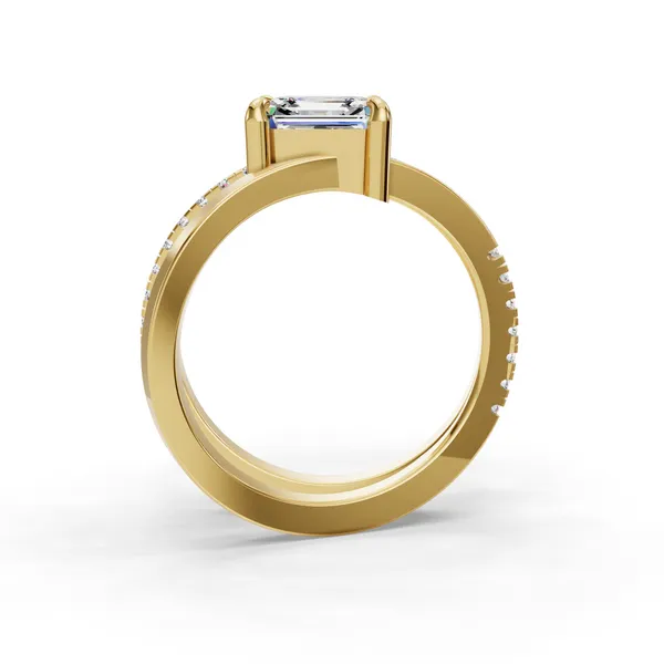 14K Yellow Gold Asscher Engagement Ring Setting Image 2 SVS Fine Jewelry Oceanside, NY