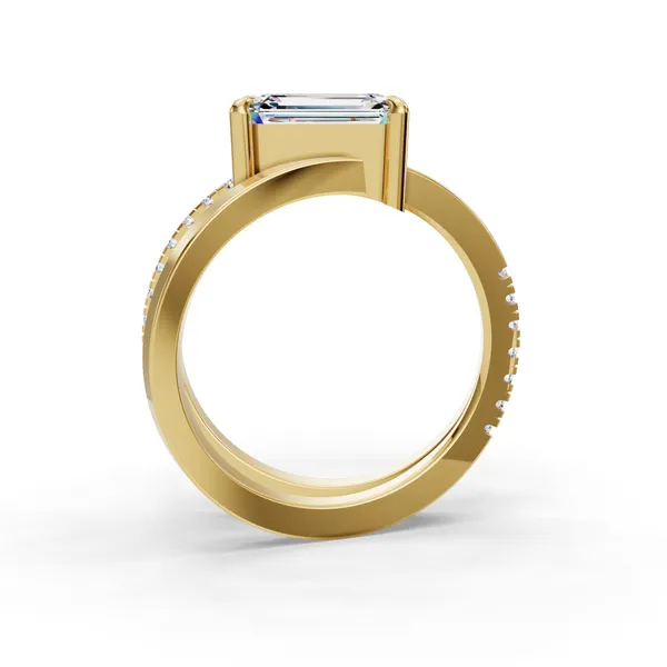 14K Yellow Gold Emerald Engagement Ring Setting Image 2 SVS Fine Jewelry Oceanside, NY