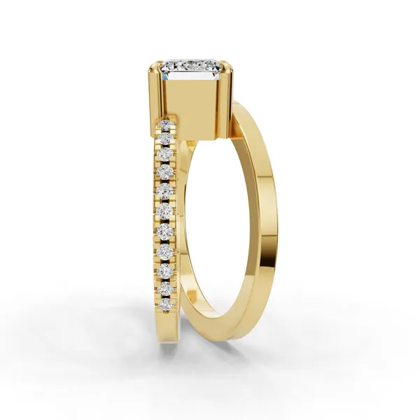 14K Yellow Gold Emerald Engagement Ring Setting Image 3 SVS Fine Jewelry Oceanside, NY