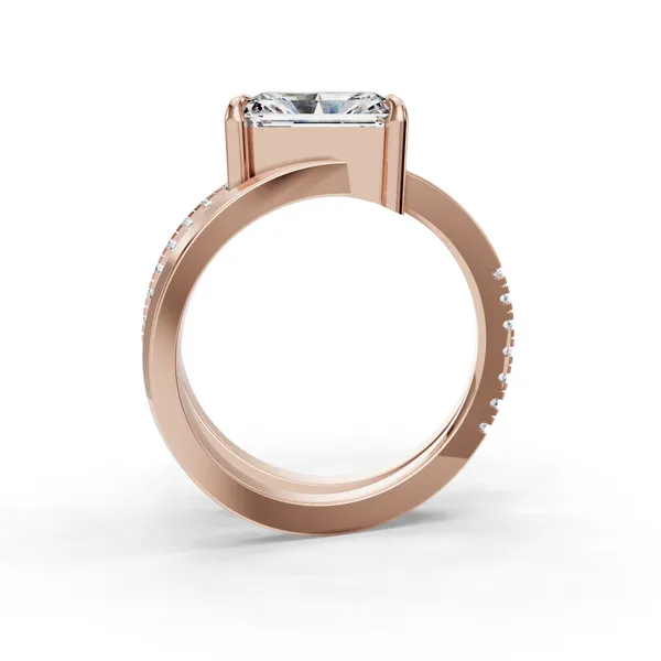18K Rose Gold Radiant Engagement Ring Setting Image 2 SVS Fine Jewelry Oceanside, NY