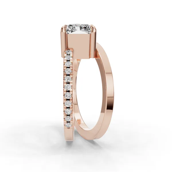18K Rose Gold Radiant Engagement Ring Setting Image 3 SVS Fine Jewelry Oceanside, NY
