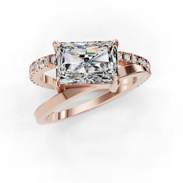 18K Rose Gold Radiant Engagement Ring Setting Image 4 SVS Fine Jewelry Oceanside, NY