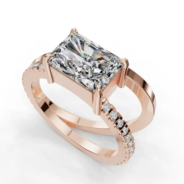 18K Rose Gold Radiant Engagement Ring Setting SVS Fine Jewelry Oceanside, NY