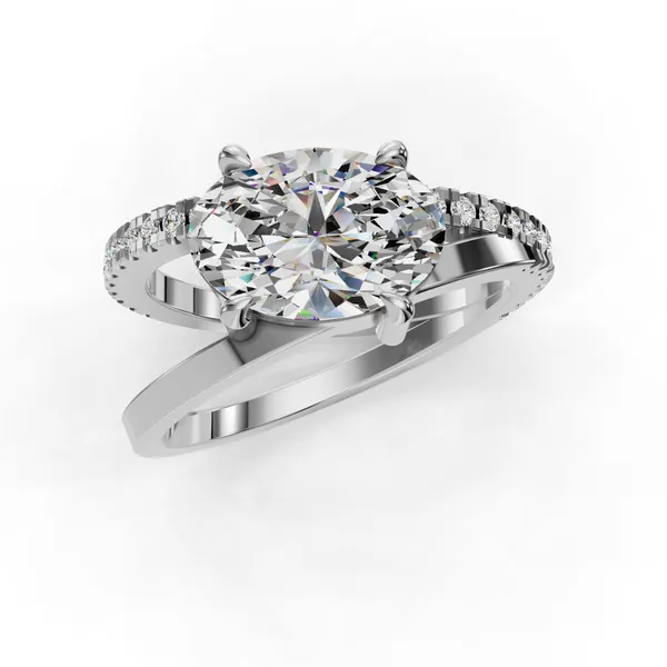 18K White Gold Oval Engagement Ring Setting Image 4 SVS Fine Jewelry Oceanside, NY