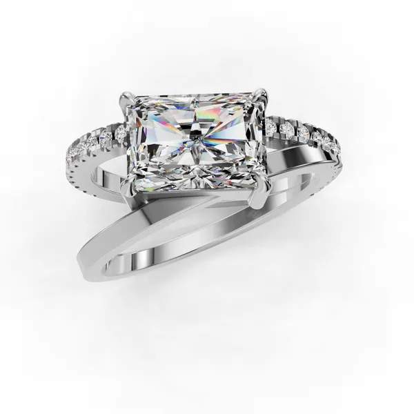 18K White Gold Radiant Engagement Ring Setting Image 4 SVS Fine Jewelry Oceanside, NY