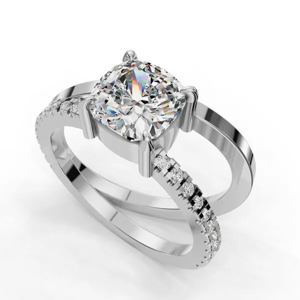 18K White Gold Cushion Engagement Ring Setting SVS Fine Jewelry Oceanside, NY