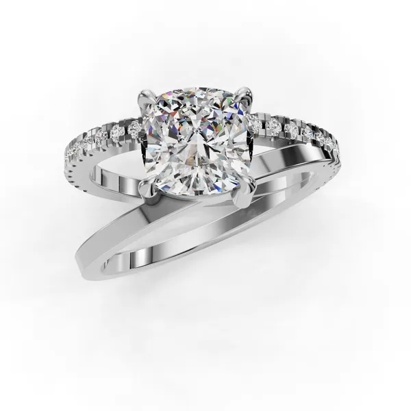 18K White Gold Cushion Engagement Ring Setting Image 4 SVS Fine Jewelry Oceanside, NY