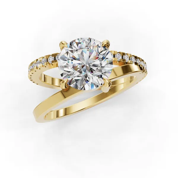 18K Yellow Gold Round Engagement Ring Setting Image 4 SVS Fine Jewelry Oceanside, NY