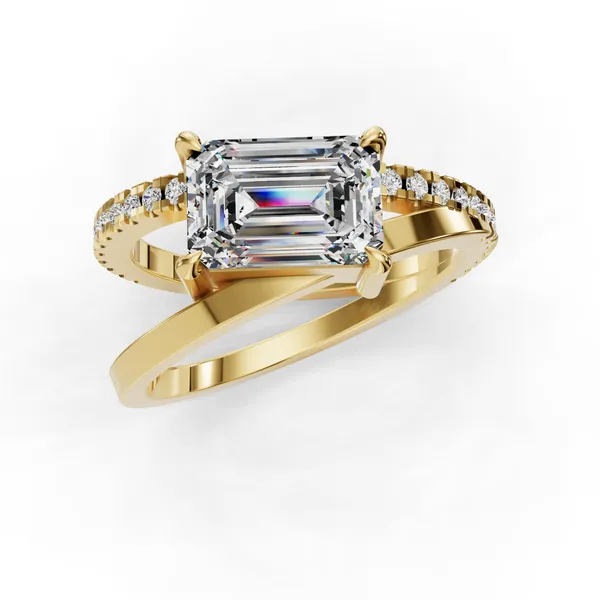 18K Yellow Gold Emerald Engagement Ring Setting Image 4 SVS Fine Jewelry Oceanside, NY